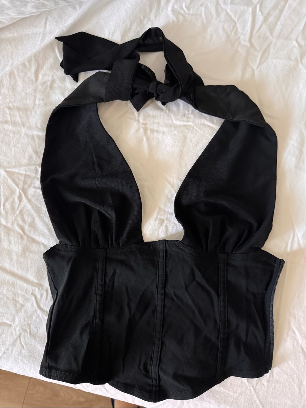 Tiger Mist Black Halter Crop Top